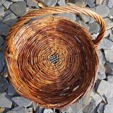 Round raw wicker basket