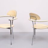 Arrben Chrome and Leather "Stiletto" Chairs, 1980s Italy