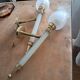 Pair of brass and glass wall sconces