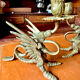Pair of winged dragon bronze candlesticks Napoleon III 19th century