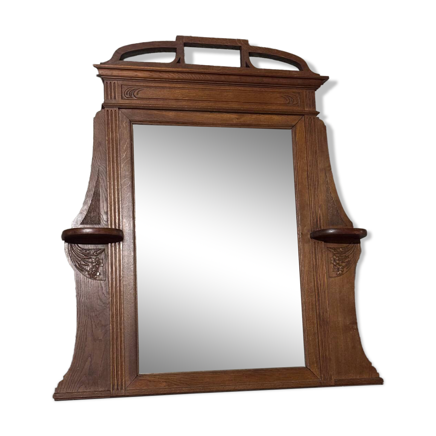 Molded and carved wooden trumeau