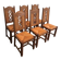 Lot de 6 chaises brutalistes en bois et rotin