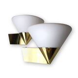 Brass and opaline wall lamp Limburg Germany 1970