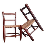 Mini wooden and straw chair - brutalist look