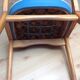 Chaise pieds compas style scandinave en hetre et simili cuir bleu / vintage années 50-60