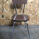 Old chair kitchen formica imitat° wood + feet compass metal chrome vintage