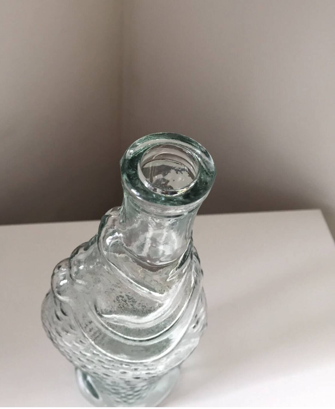 Bouteille pichet en verre poisson carpe vintage