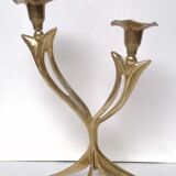 Two-light brass candle holder