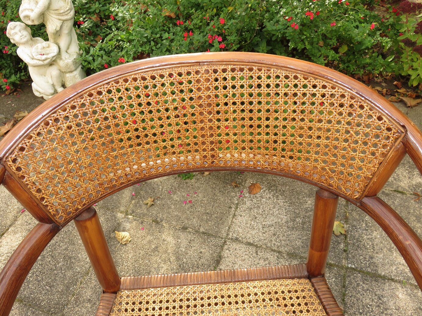 Fauteuil bureau bois courbé et cannage