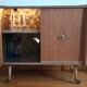Meuble bar sur roulettes vintage relooké