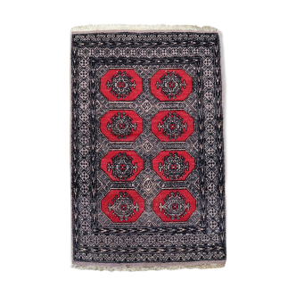 Handmade vintage Uzbek Bukhara rug 84cm x 127cm 1970s