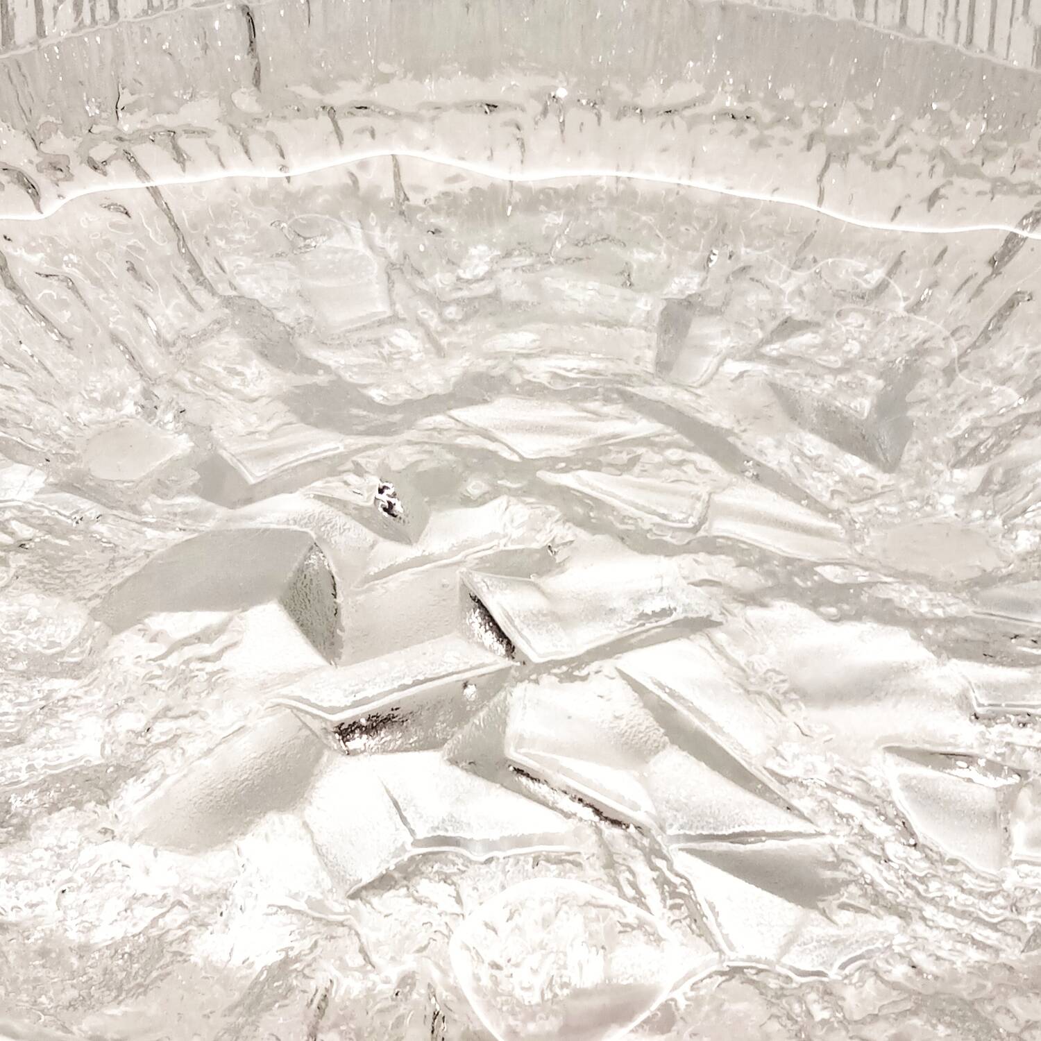 Crystal Bowl Empty Pocket 28 cm Signed Tapio Wirkkala Lunaria Design Finland