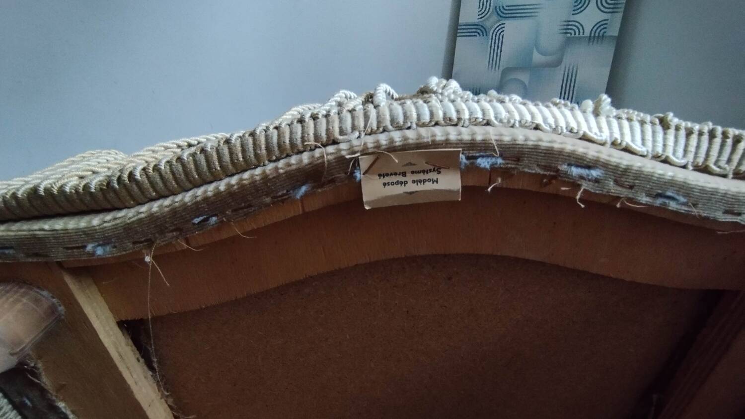 Beige velvet toad armchair