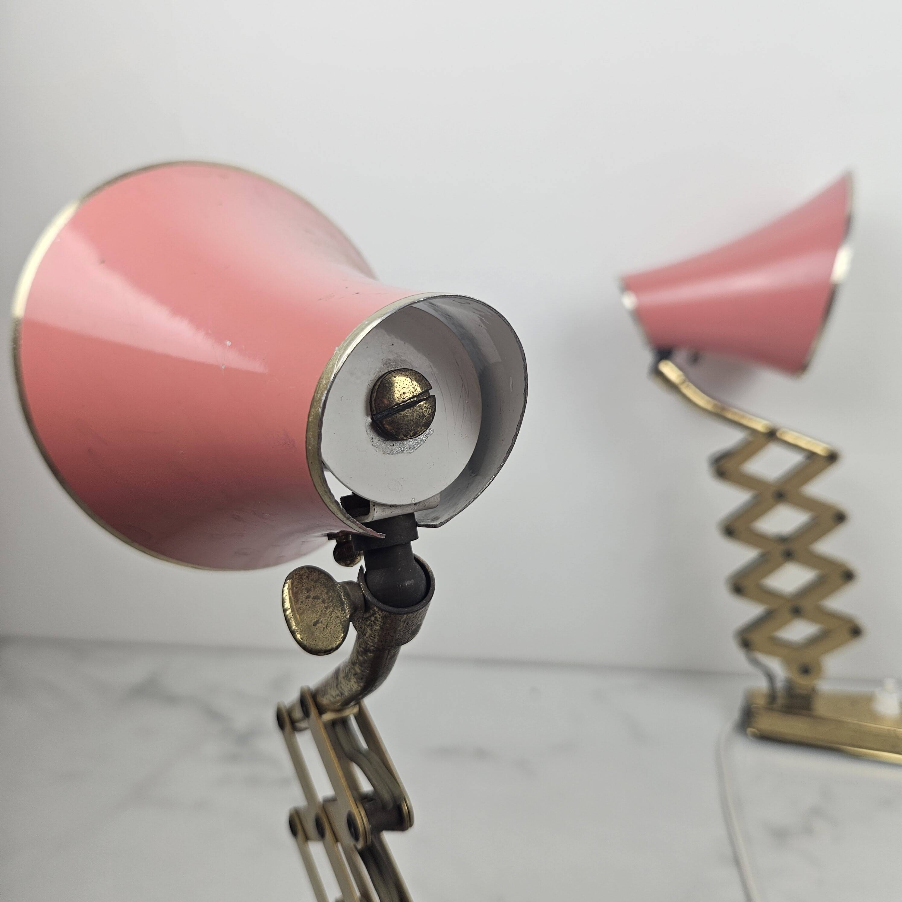 Pair of Italian Mid-Century Scissor Wall Lamps, 1950's