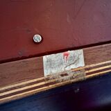 Large Italian Single Column Crescent-Shaped Desk in Goat Skin & Brass 1950s