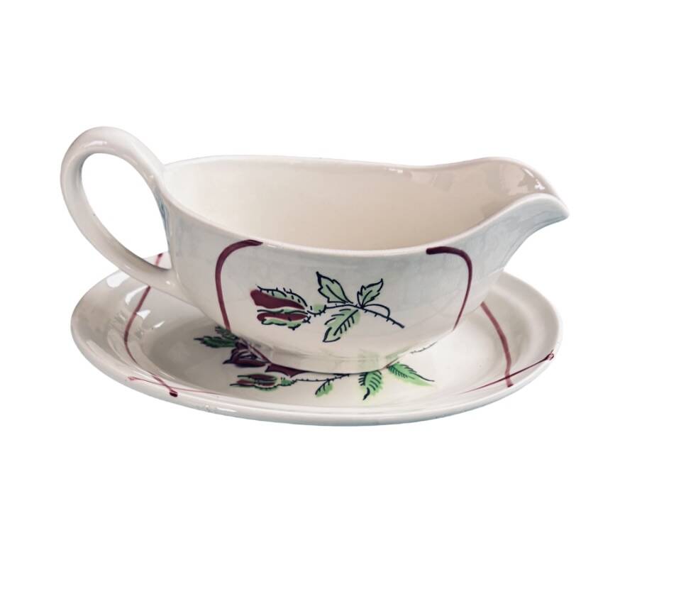 Saucière Vintage Ceranord Saint-Amand et son Ravier assorti - Modèle Domini