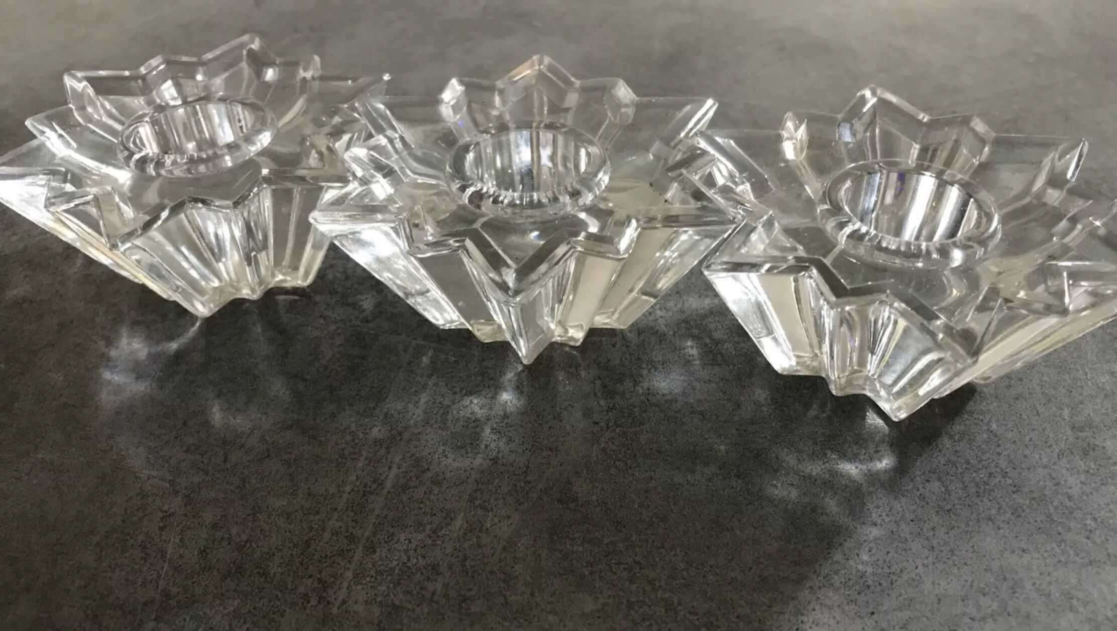 Set of 3 vintage table candle holders star shape