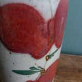 Signed scroll vase with poppy dragonfly decor