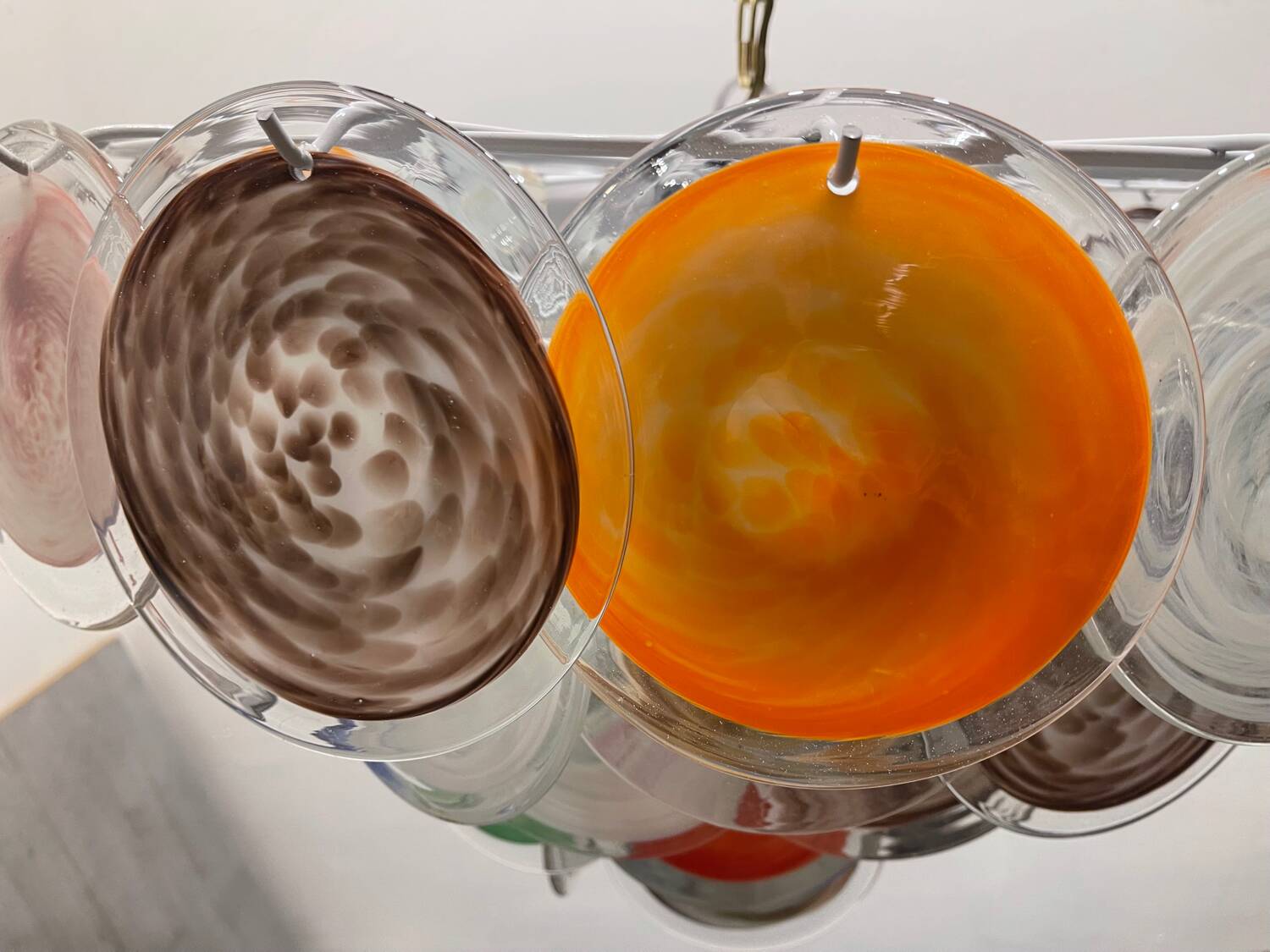 Large Space Age  Murano Glass Disc Chandelier 1970’s