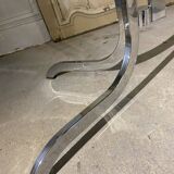 Design dining table year 70 in chrome and smoked glass