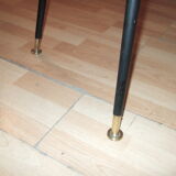 1960 compass foot coffee table, abstract decoration tray under glass.