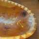 Handmade oriental fruit bowl in thuya wood - vintage marquetry