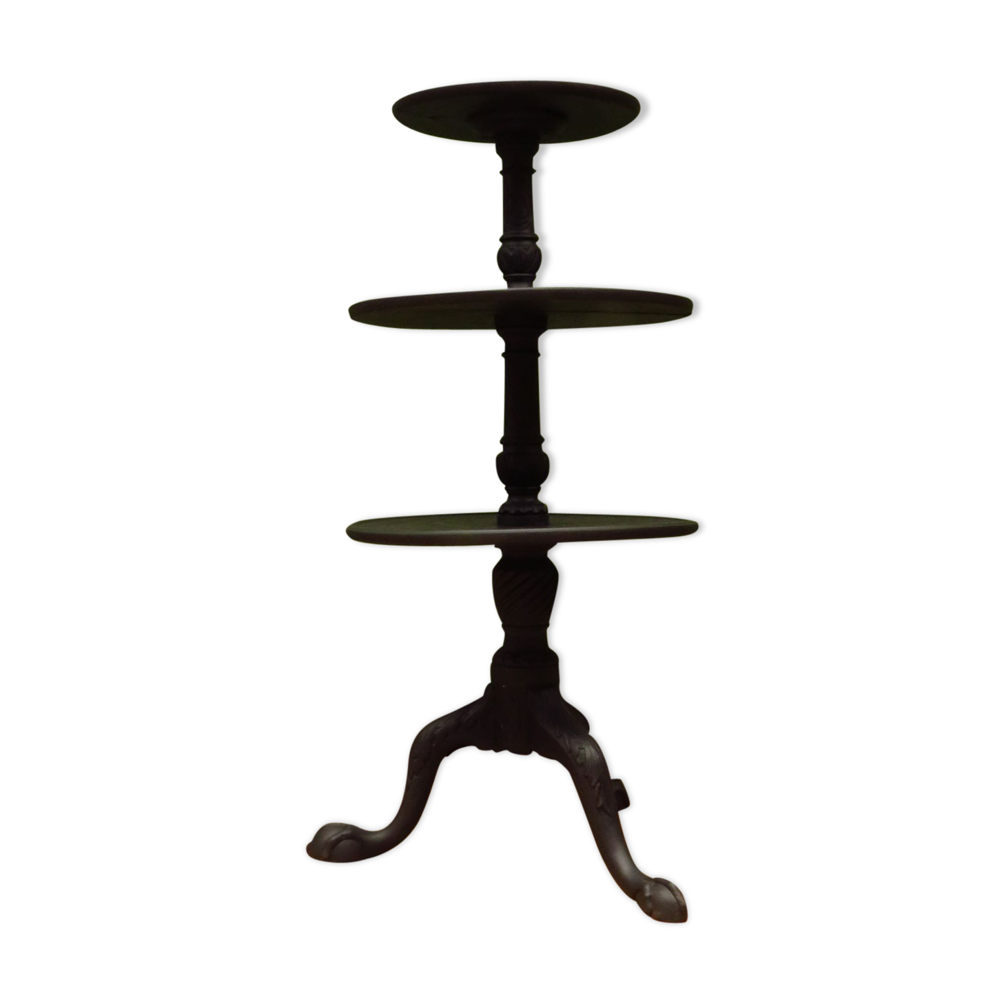 Antique black painted tiered stand