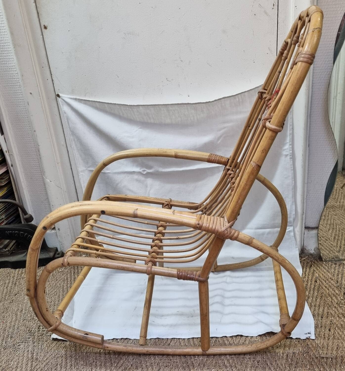1960s rattan rocking chair