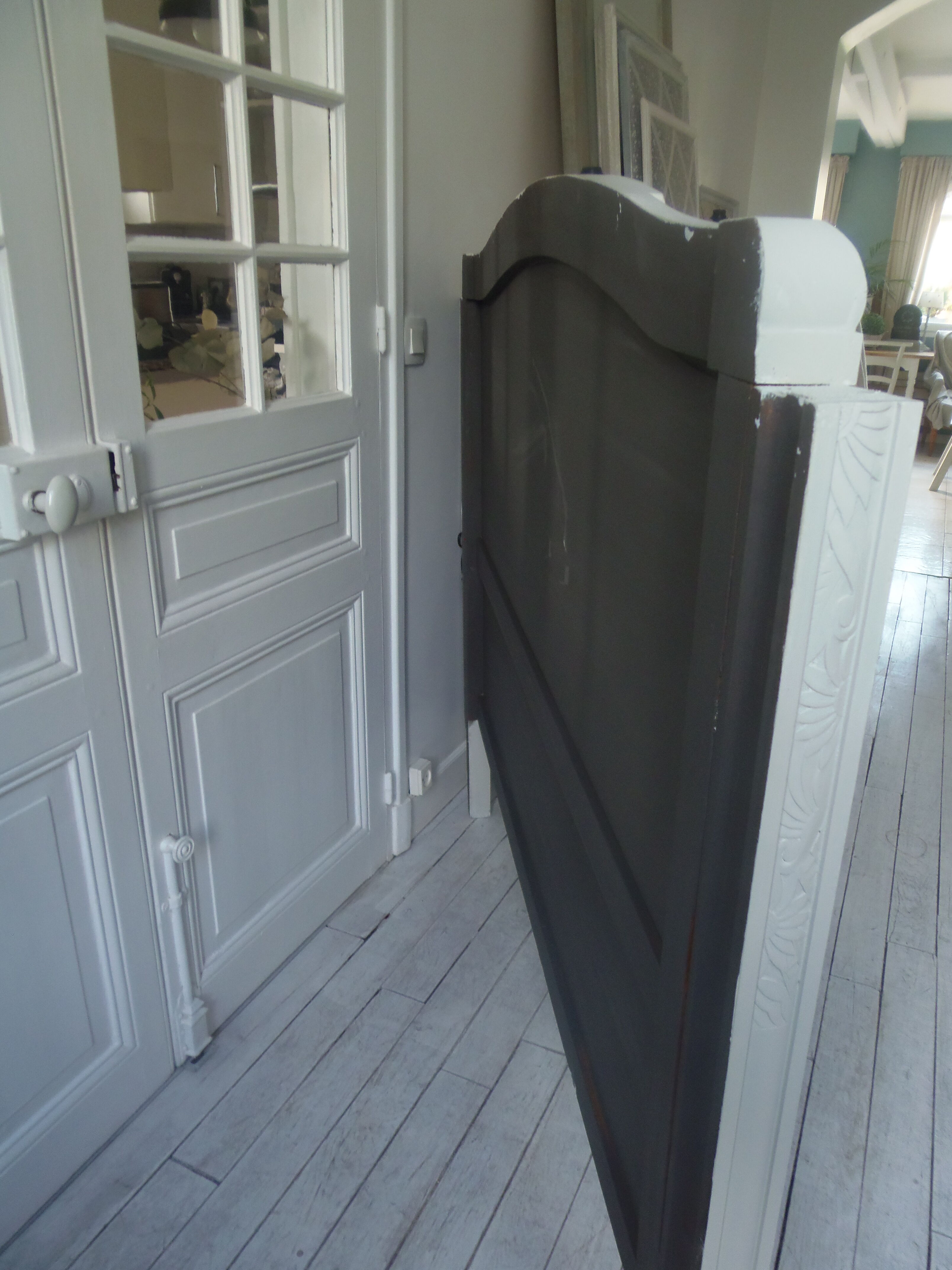 Headboard 160 art deco gray pearl