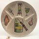 6 hand-decorated burgundian fondue plates in ceramic