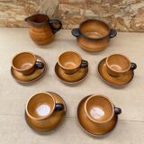 Old tea coffee service st amand meylan ceramic brown beige vintage