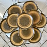 Set of 10 hand-painted Longchamp sandstone dessert plates