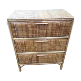 Dresser Vintage wood and woven natural rattan