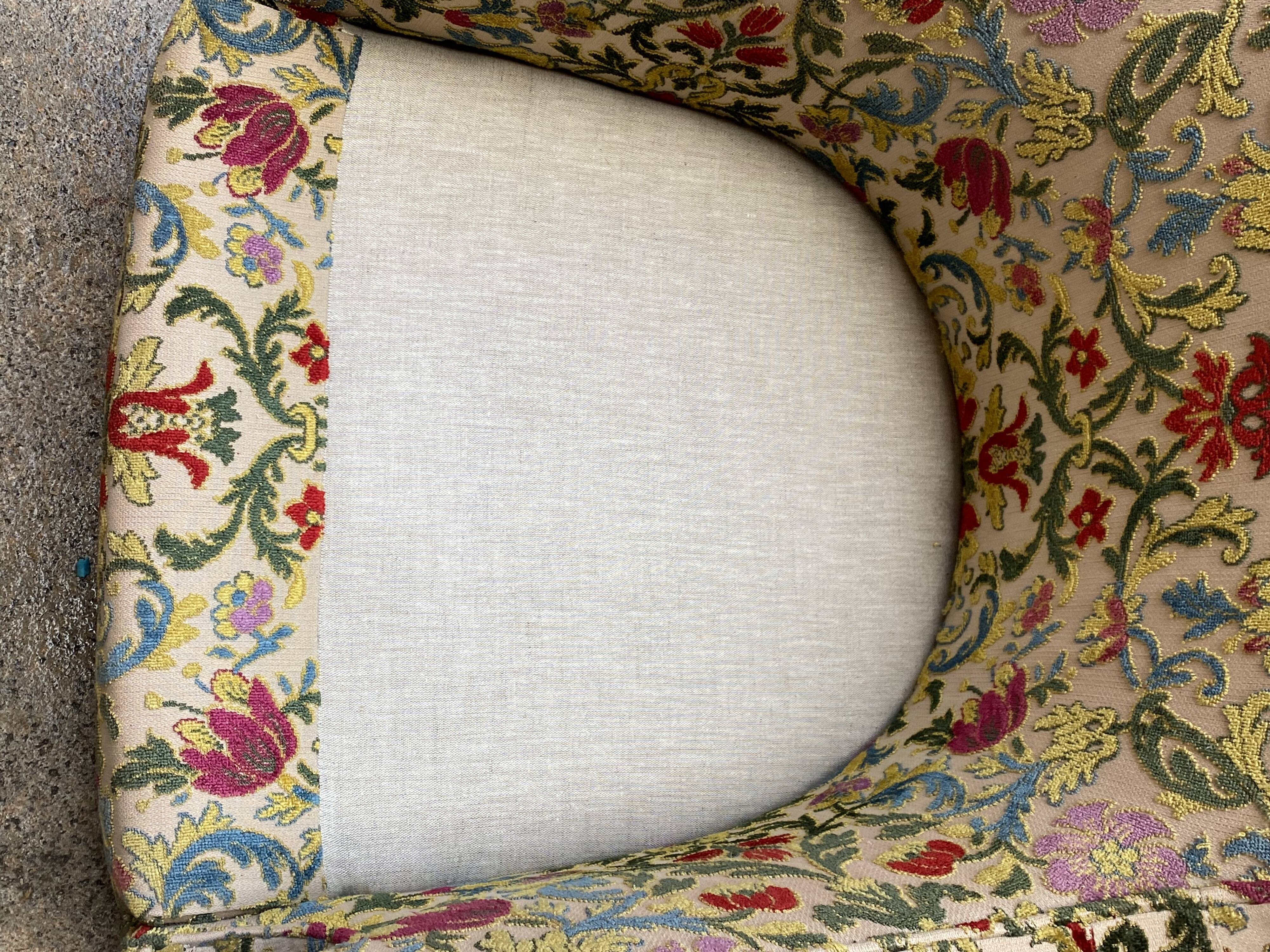 Fauteuil velours fleuri