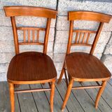 Pair of cherry bistro chairs