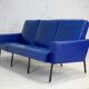 Sofa imitation leather blue and steel, 3 seats, France, circa 1960