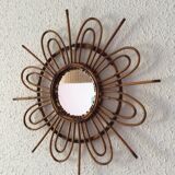 Mirror rattan sun 1960 vintage 48cm
