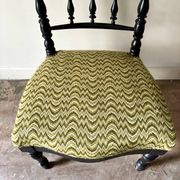 Black turned wood and green wool chair
