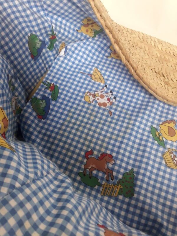 Couffin berceau bébé paille osier vintage