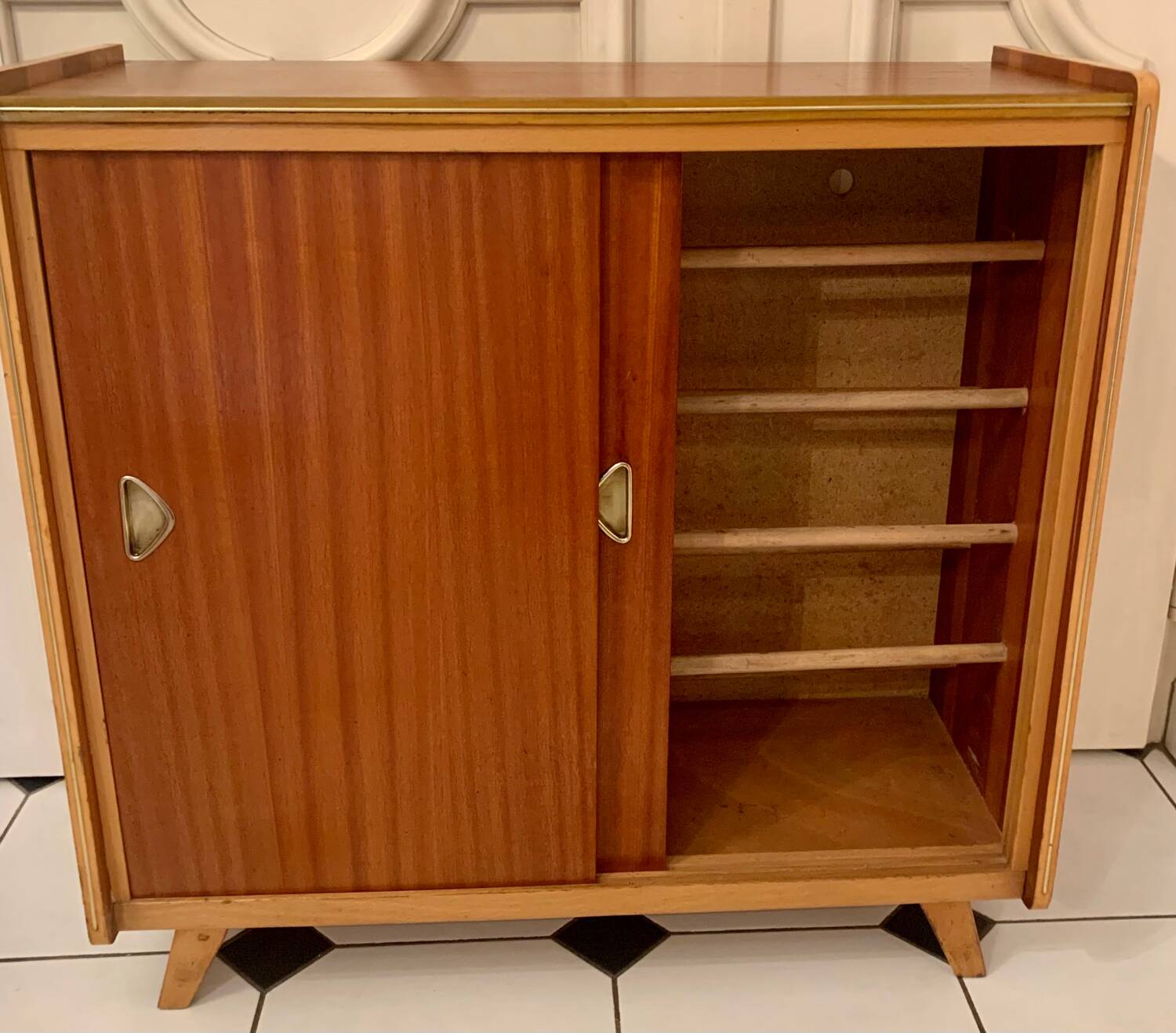 Vintage shoe cabinet with compass feet