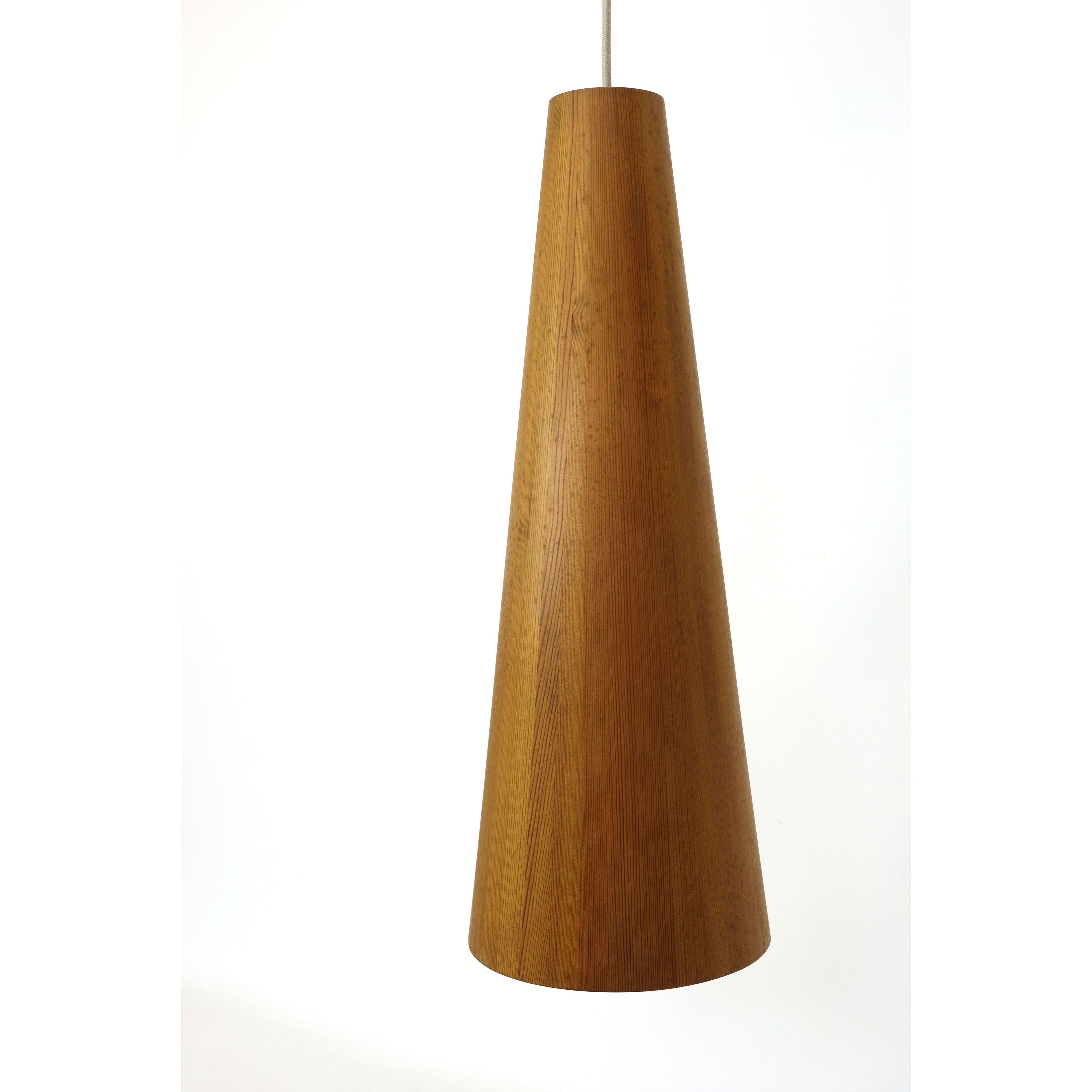 Jorgen Wolf, pine conical hanging lamp, 1960