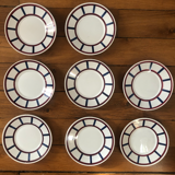 Set 8 plates and 3 cups HBCM Montereau Béarn