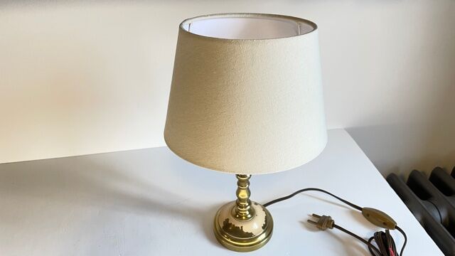 Solid brass lamp and fabric, 60s