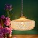 Vintage glass pendant light in yellow from Clichy