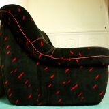 Convertible sofa in black velvet, 80s