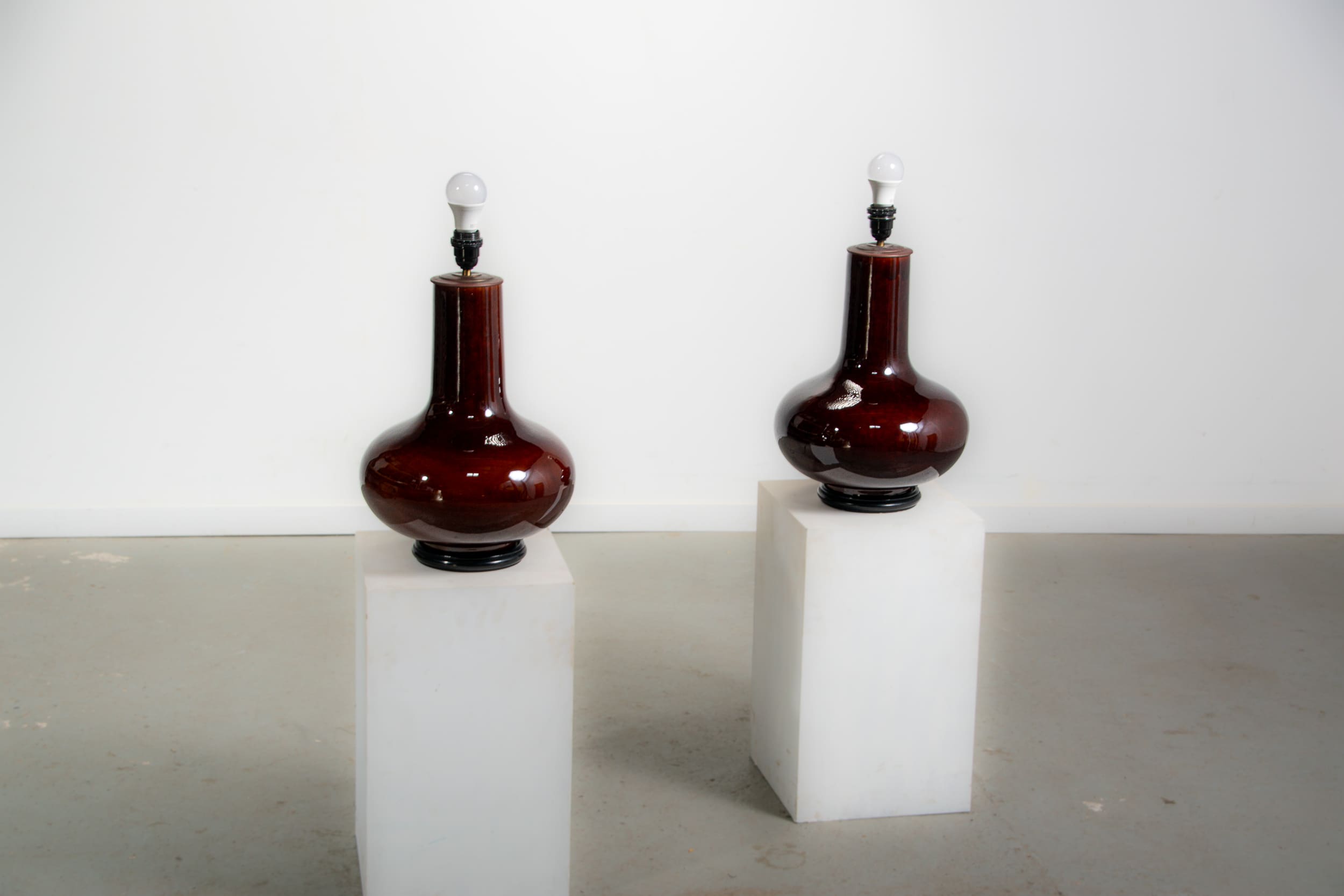 Pair of oversized ceramic lamps. Circa 1970