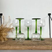 5 verres Alsace soufflés à la bouche , décor raisin
