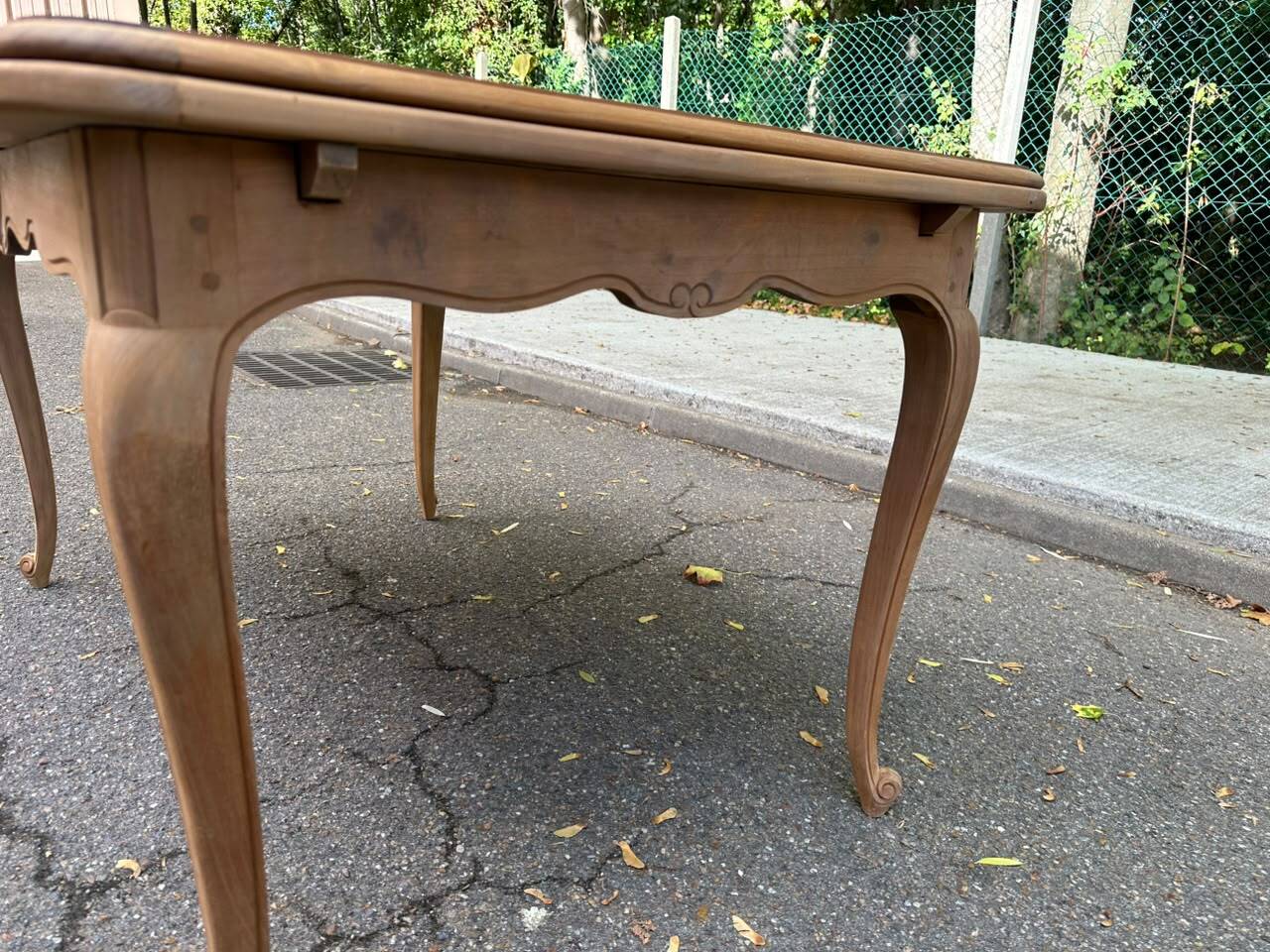 Large Louis XV dining table stripped in solid cherry wood 1970 270cm