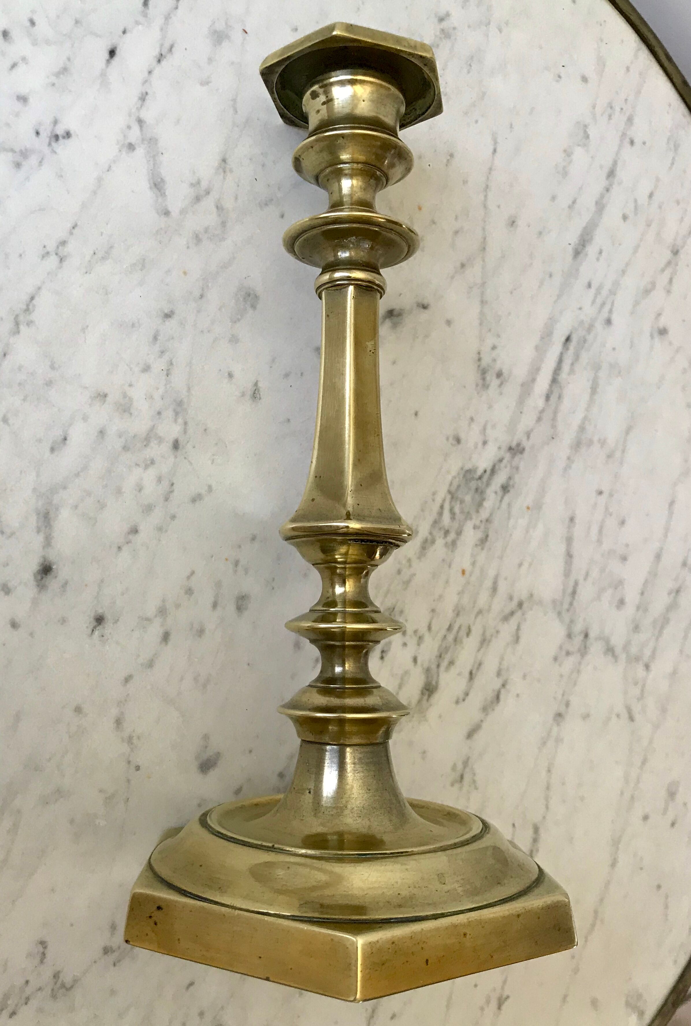 Candle holder / candlestick in golden brass 20s