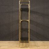 Italian bookshelf in golden metal with glass shelves